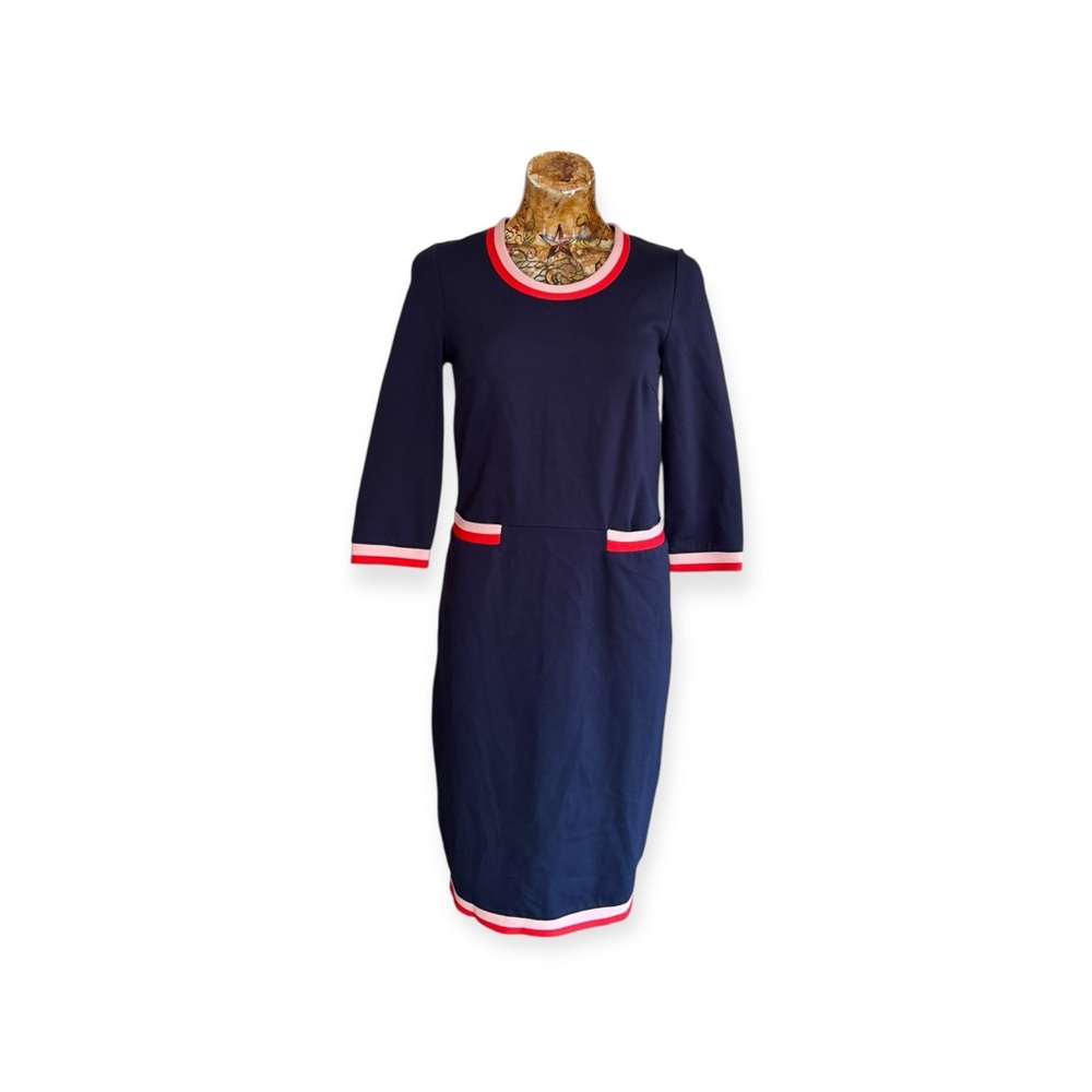 BODEN dress blue pink red business Sz 4 L small